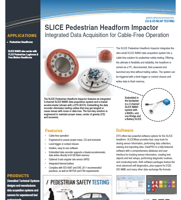 DTS Datasheet – SLICE Pedestrian Headform (2017-08)