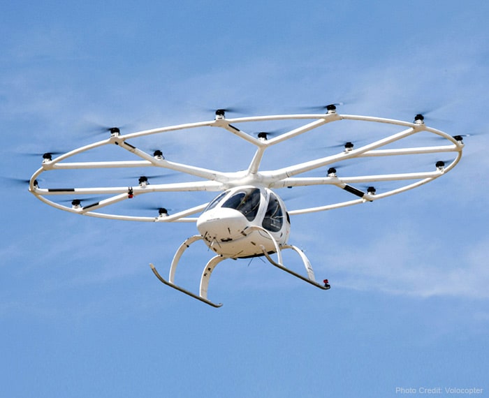 eVTOL-ApplicationPg-Main-PhotoCredit-Volocopter eVTOL Testing Application Photo Credit Volocopter