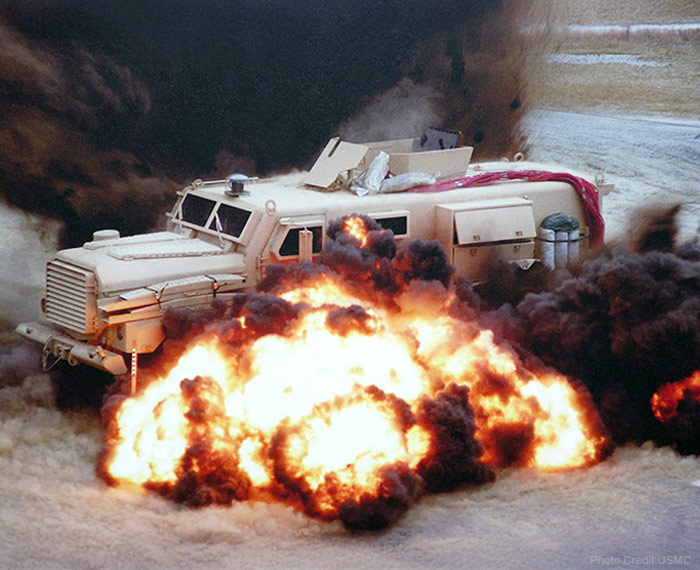 MRAP Military Vehicle Blast Test - Photo Credit USMC