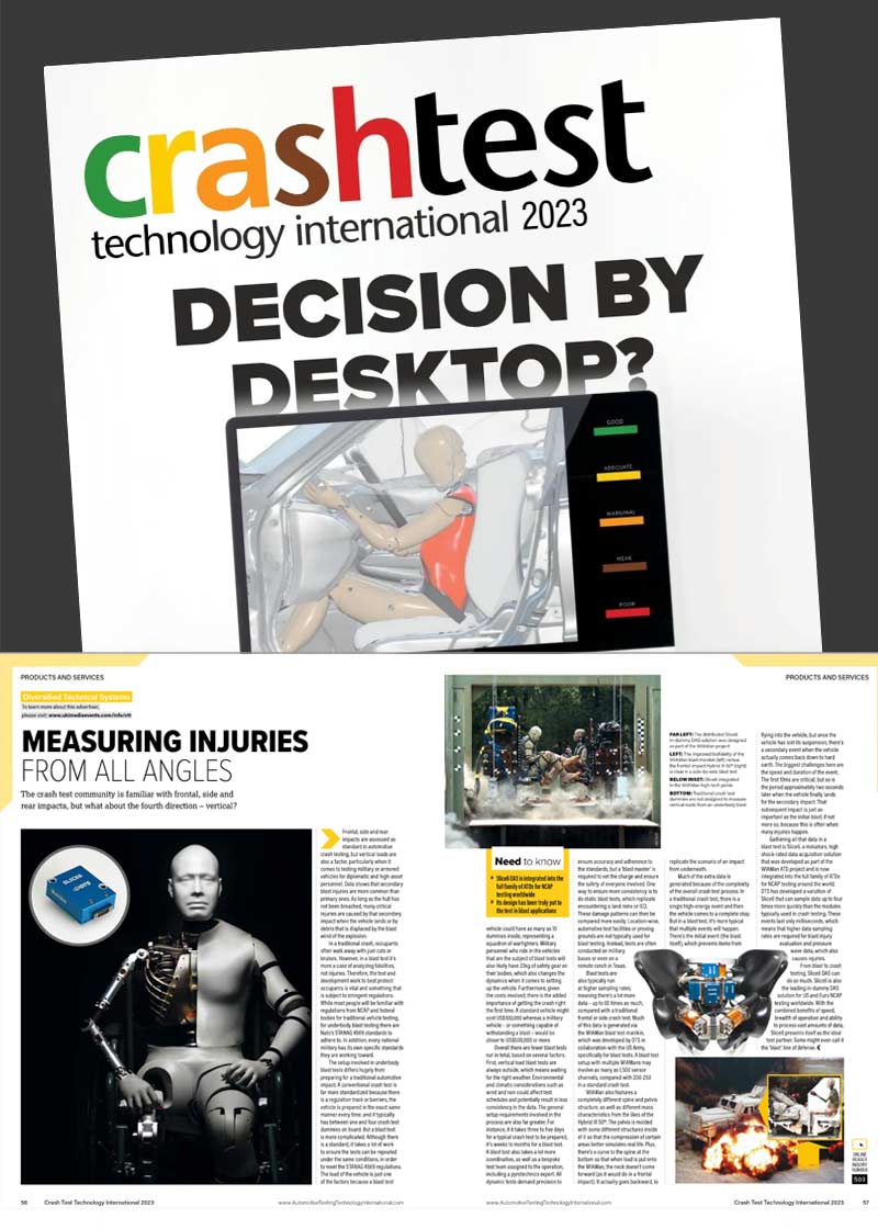 DTS Article - Crash Test Technology International Magazine 2023 - Measuring Injuries from All Angles - SLICE6 In-dummy DAS